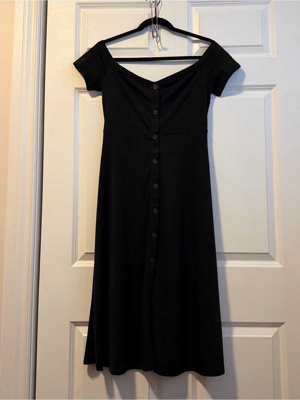 Off Shoulder Black Midi Dress L